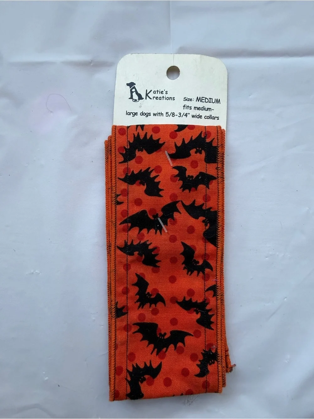 NEW Katie’s Kreations Halloween Dog Collar Slip On Bandana Medium Bats🎃🦇